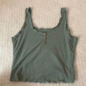 SHEIN Olive Crop Tops with buttons size medium